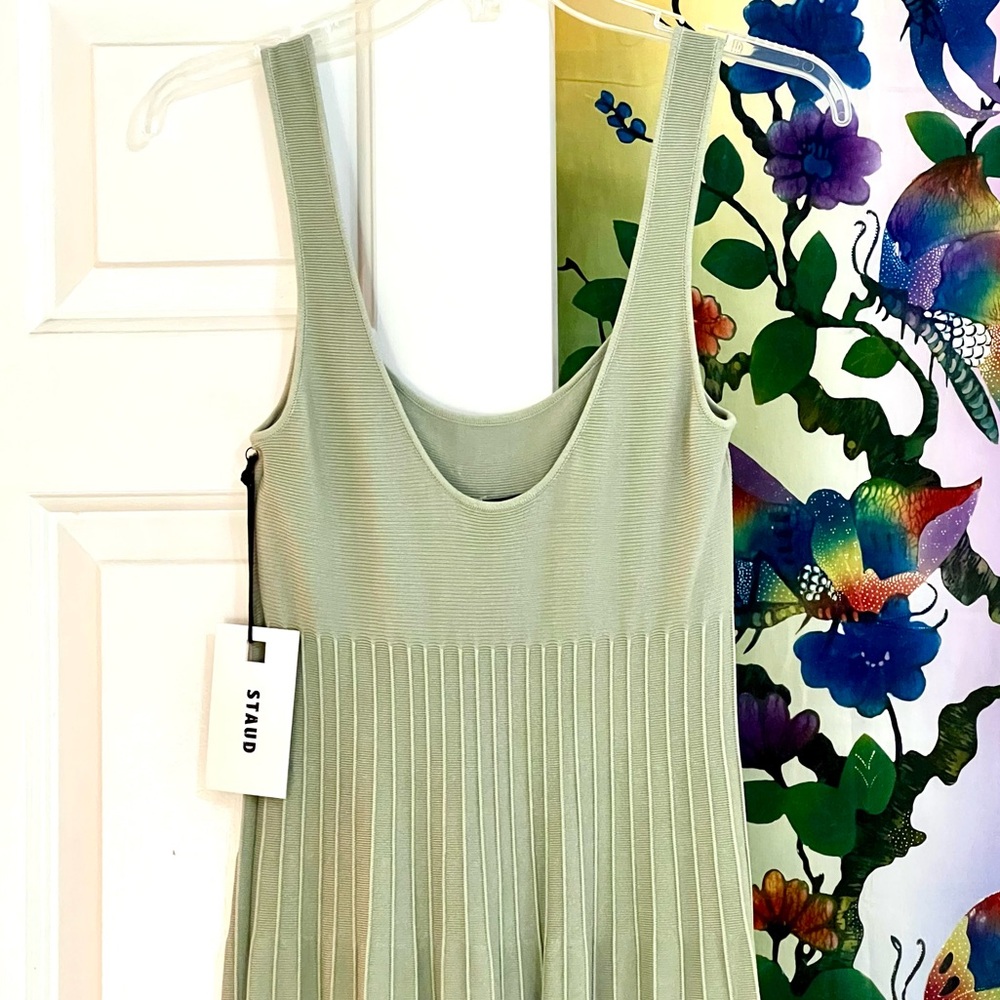 πΊπHPππΊ NWT Staud Ellison Midi Dress Jade Tie Dye πRareπ - Picture 14 of 16